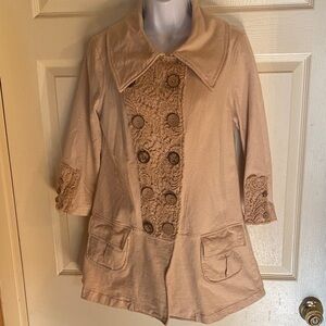 Anthropology Nick & Mo Tan Lace-Detail Trench Coat